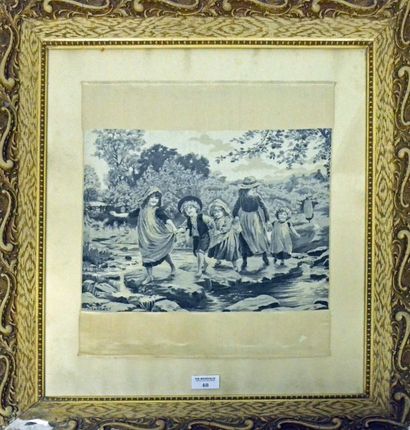 null Tableau tissé, Neyret Frères, SaintÉtienne, vers 1900, tissage soie en grisaille;...