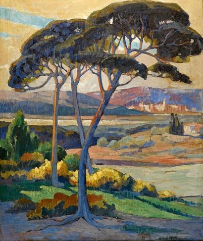 Marie-Louise CORDIER (1886-1927) 
Paysage en Provence aux environs d'Aix
Huile sur...