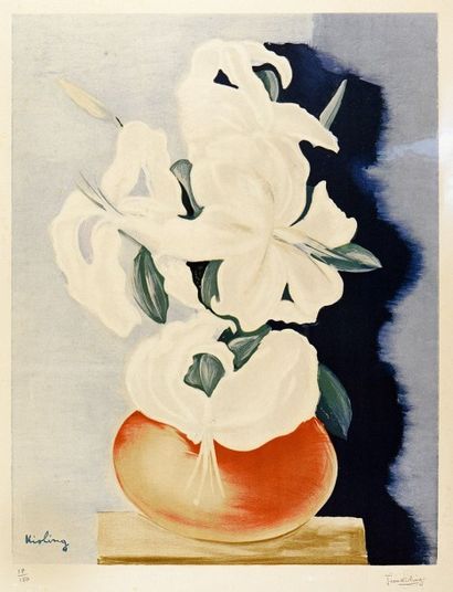 D'après Moïse KISLING (1891-1953) 
Vase de fleurs 
Lithographie, signée au crayon...