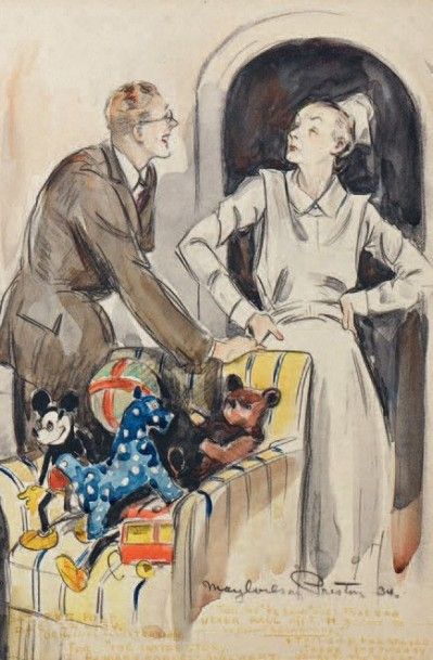 May Wilson Watkins PRESTON (1873-1949) "That cap never fall off?", 1934 Crayon noir...