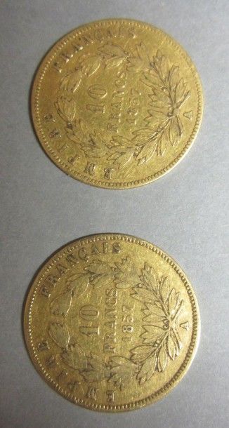 null Une pièce de 10 FRS OR Napoléon III 1857x2