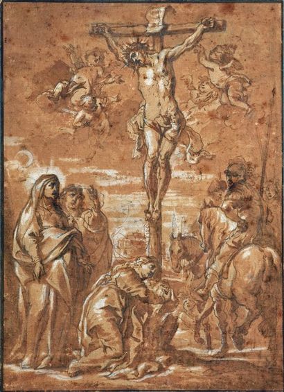 Jan Erasmus QUELLINUS (Anvers 1634 - 1715 Malines) 
Le Christ en croix 
Plume et...