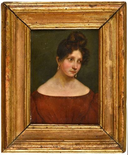Entourage de Giuseppe BEZZAOLI (1784-1855 Portrait de femme de trois quart face Huile...