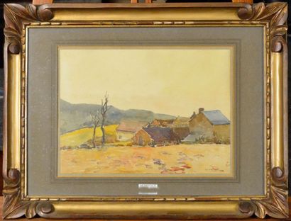 Octave LAFAY (1878-1937) La vielle ferme aquarelle signée en bas à droite H. 23 cm...