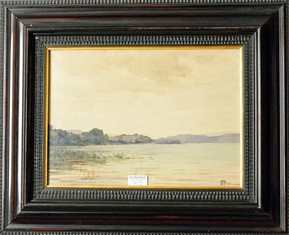 Ernest FILLIARD (1868-1933) Bord du lac d'Annecy Aquarelle signée en bas à droite...