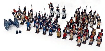France Lot de quarante-six soldats de plomb sur le thème du Premier Empire, fabrication
C.B.G...