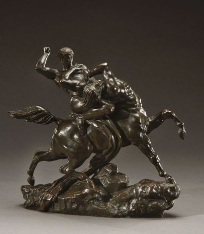 Antoine Louis BARYE (1795-1875) 
Thésée combattant le Centaure Biénor
Bronze à patine...