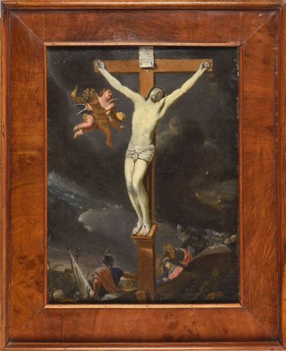 École FRANÇAISE du XVIIe siècle, entourage de Charles LE BRUN 
Christ en croix
Toile
H....