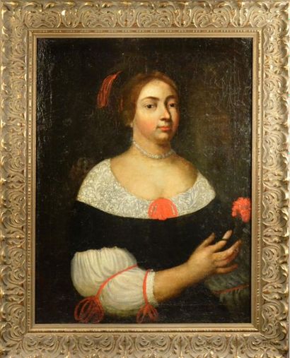 École Française du XVIIe siècle 
Portrait d'une dame de qualité,
Huile sur toile
H....