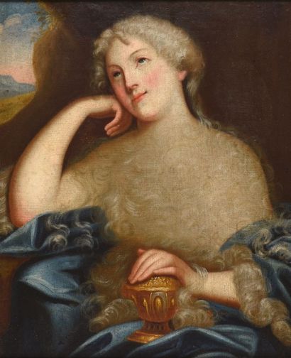 Ecole française du XVIIIe siècle, suiveur de Pierre MIGNARD 
Portrait de femme en...