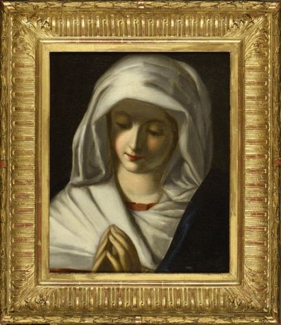 D'après SASSOFERATO (1609-1685), école italienne du XVIIIe siècle 
Vierge en prière
Huile...
