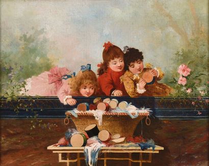 École Française du XIXe siècle 
Enfants jouant
Huile sut toile
H. 32 cm - L. 40 ...