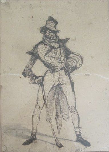 Attribué à Jean Ignace GERARD, dit GRANDVILLE (1803-1847) 
Caricature d'homme à la...