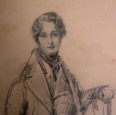 ECOLE ANGLAISE DU XIXe SIÈCLE 
Portrait d'homme assis
Crayon noir
H. 26,5 cm - L....