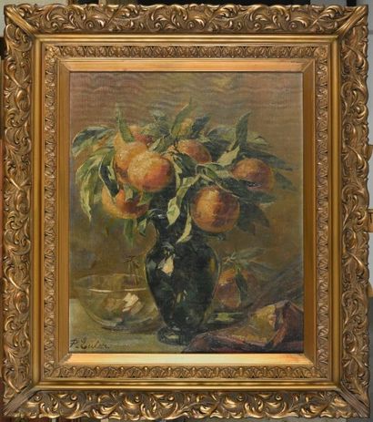 Pierre Nicolas EULER (1846-1915) 
Bouquet de branches de pêchers
Huile sur toile,...
