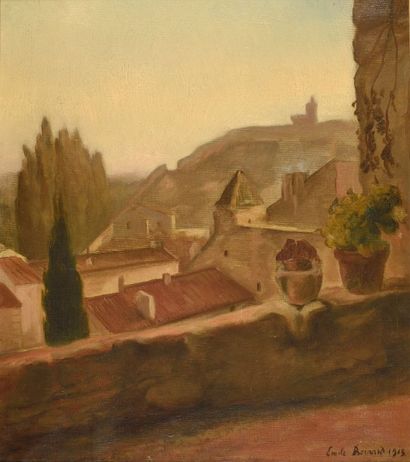 Emile BERNARD (1868-1941) 
Village provençal
Huile sur toile, signée en bas à droite,...