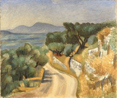 Etienne MORILLON (1884-1949) 
Paysage de la Drôme
Huile sur toile, signée en bas...