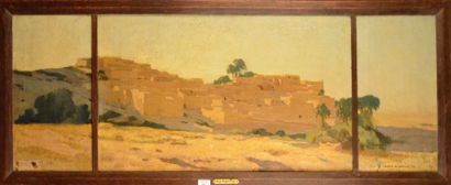 Marco de GASTYNE (1889-1982) 
Paysage orientaliste
Trois huiles sur toile dans un...