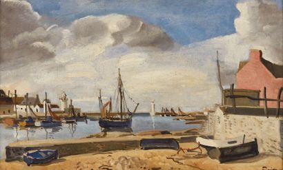 Edmond CERIA (1884-1955) 
Port de Bretagne
Huile sur toile, signée en bas à droite
H....