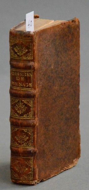 MENAGE (Gilles) OBSERVATIONS SUR LA LANGUE FRANÇOISE. PARIS, BARBIN, 1672.
Un volume,...