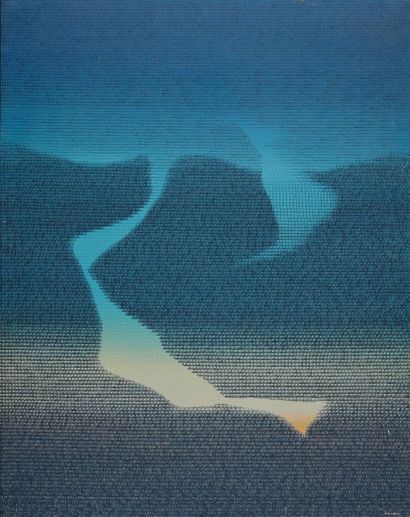 Henri JABOULAY (1931-2001) 
Germination bleue
Huile sur toile, signée en bas à droite,...
