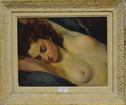 Suzanne BRIANCON-RUETSCH (1903-2002) 
Nu endormi
Huile sur toile, signée en bas à...