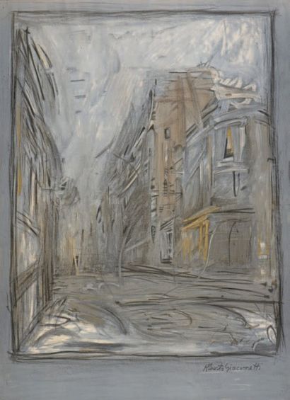Alberto GIACOMETTI (1901-1966) 
La rue d'Alésia, 1954
Lithographie, signée dans la...