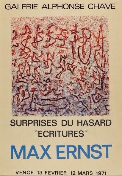 Max ERNST (1891-1976), d'après 
Affiche de l'exposition Surprises du hasard «Écritures»...