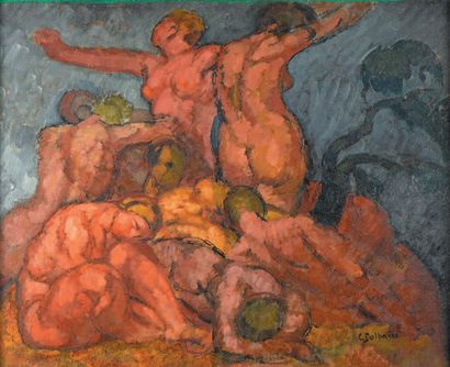 Claude DALBANNE (1877-1964) 
Les Baigneuses, 1923-1924
Huile sur toile, signée en...