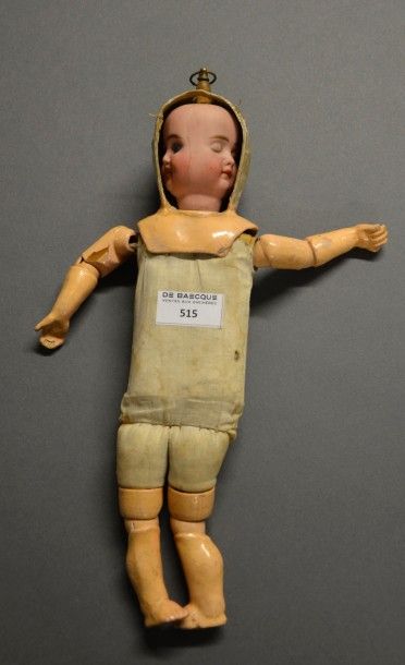 null Une poupée Carl Bergner 3 faces, tête en biscuit, 29 cm, corps en composition...