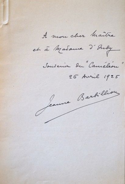 Jeanne BARBILLION (1895/1992), compositrice Manuscrit autographe signé. 24 pp. in-8....