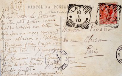 Francis PICABIA (1879/1953) Carte postale autographe signée à Manzana-Pissarro. [Latte,...