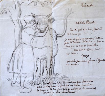 Georges MANZANA-PISSARRO (1871/1961) L.A.S. à son épouse Blanche Morizet dite Roboa
Pissarro...