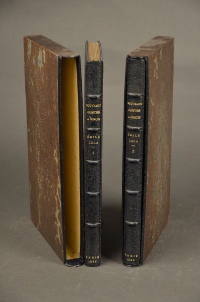 ZOLA (Emile) NOUVEAUX CONTES À NINON. PARIS, CONQUET, 1886. Deux volumes, in-8, pleines...