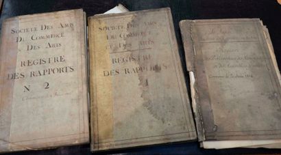 null SOCIÉTÉ DES AMIS DU COMMERCE ET DES ARTS DE LYON. 3 registres in-folio, époque...