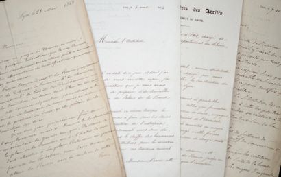 null PALAIS DE LA BOURSE DE LYON. 4 documents, 1853-1855.
Lettre de Claude-Marius...