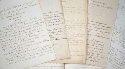 null PALAIS DU COMMERCE DE LYON. 7 documents.1855-1864.
Manuscrit de 12 pp. in-4...