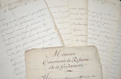 null GENDARMERIE DE LOUIS XIV. 5 lettres signées par Daniel Voysin de La Noiraye...