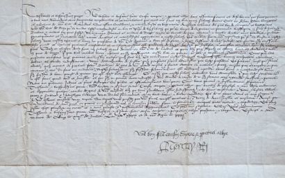 HENRI VIII, ROI D'ANGLETERRE Lettre signée avec souscription autographe «Vre bon...