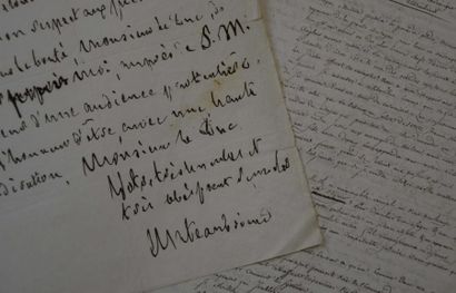 François-René, vicomte de CHATEAUBRIAND 2 Pièces.
- Lettre autographe signée à «monsieur...