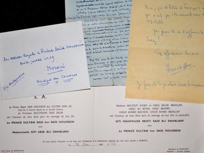 null COMORES. 5 documents. 1956.
Petit dossier relatif au prince Saïd Houssein ben...