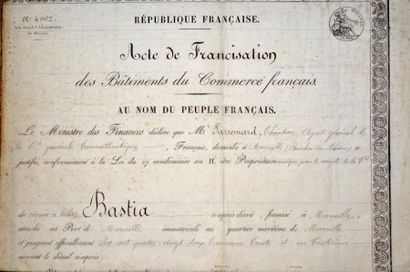 null MARINE/COMPAGNIE GÉNÉRALE TRANSATLANTIQUE. Grand vélin (52 x 35 cm). 1881. Pliures,...