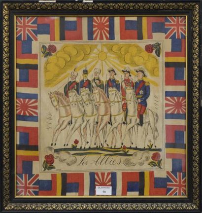 Raoul DUFY (1877-1953) Les Alliés
Rarissime foulard en soie réalisée d'après une...