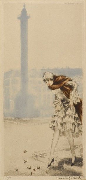 Louis ICART (1888-1950) Sur les quai & Place Vendôme, oeuvres conçues en 1929
Deux...