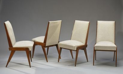 TRAVAIL des années 1950 Suite de quatre chaises en acajou
Tapisseries non d'origine
H....