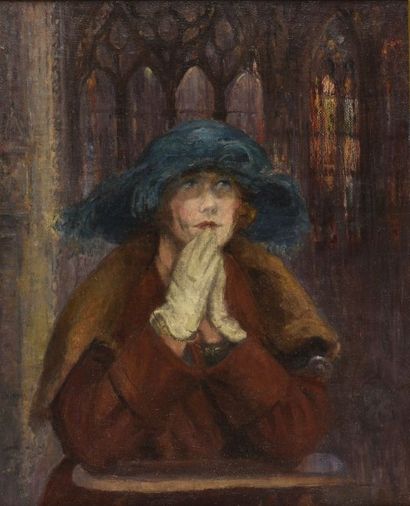 Lucie RANVIER-CHARTRIER (1867-1932) La prière, 1921
Huile sur toile
Signée et datée...