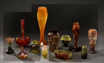 Établissements GALLÉ (1904-1936) Ancolies
Vase bobine
Épreuve en verre multicouche...