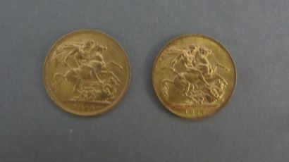 null Deux pièces en or jaune, Souverain

Angleterre, Edouard VII - 1903 

Afrique...