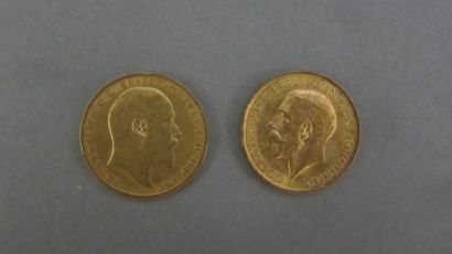 null Deux pièces en or jaune, Souverain

Angleterre, Edouard VII - 1903 

Afrique...