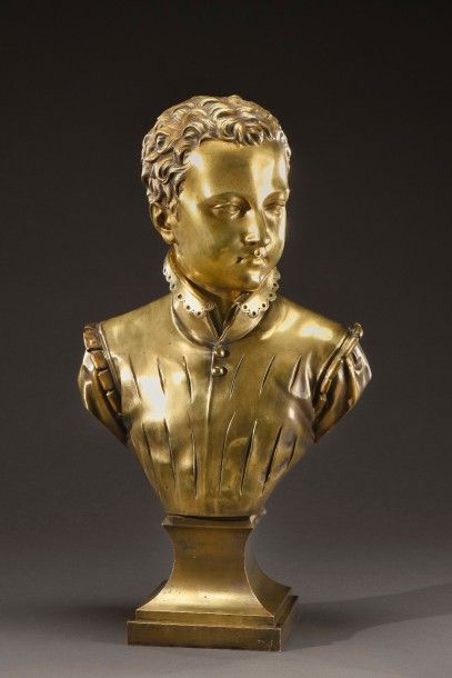null D'après BOSIO

Henri IV enfant

Buste en bronze à patine or

H. 60 cm L. 32...